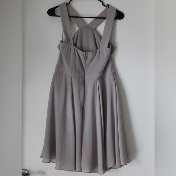 Lulu’s Forevermore Grey V neckline skater Dress - Picture 3 of 7